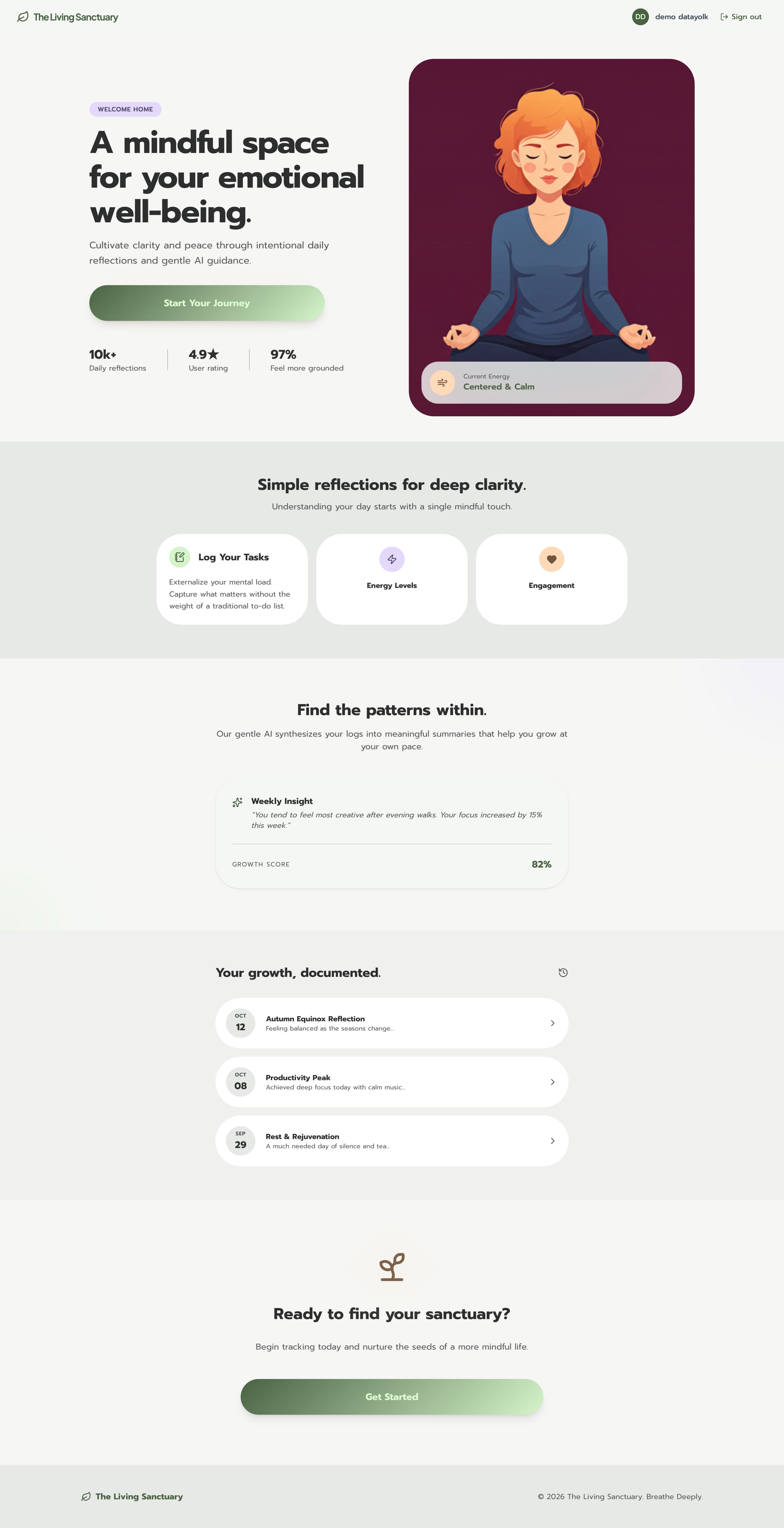 Mood Tracker App application interface