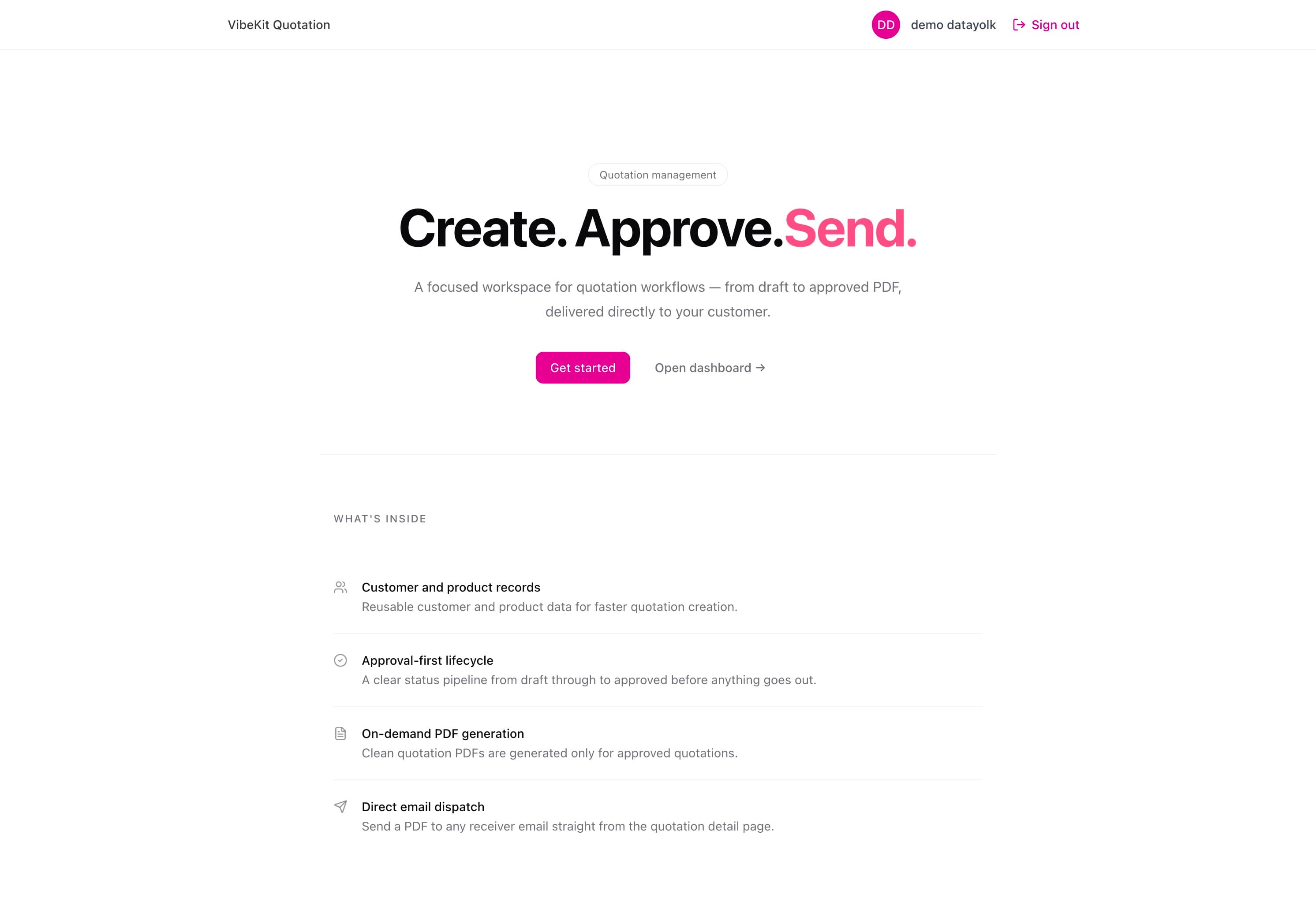 Quotation App application interface