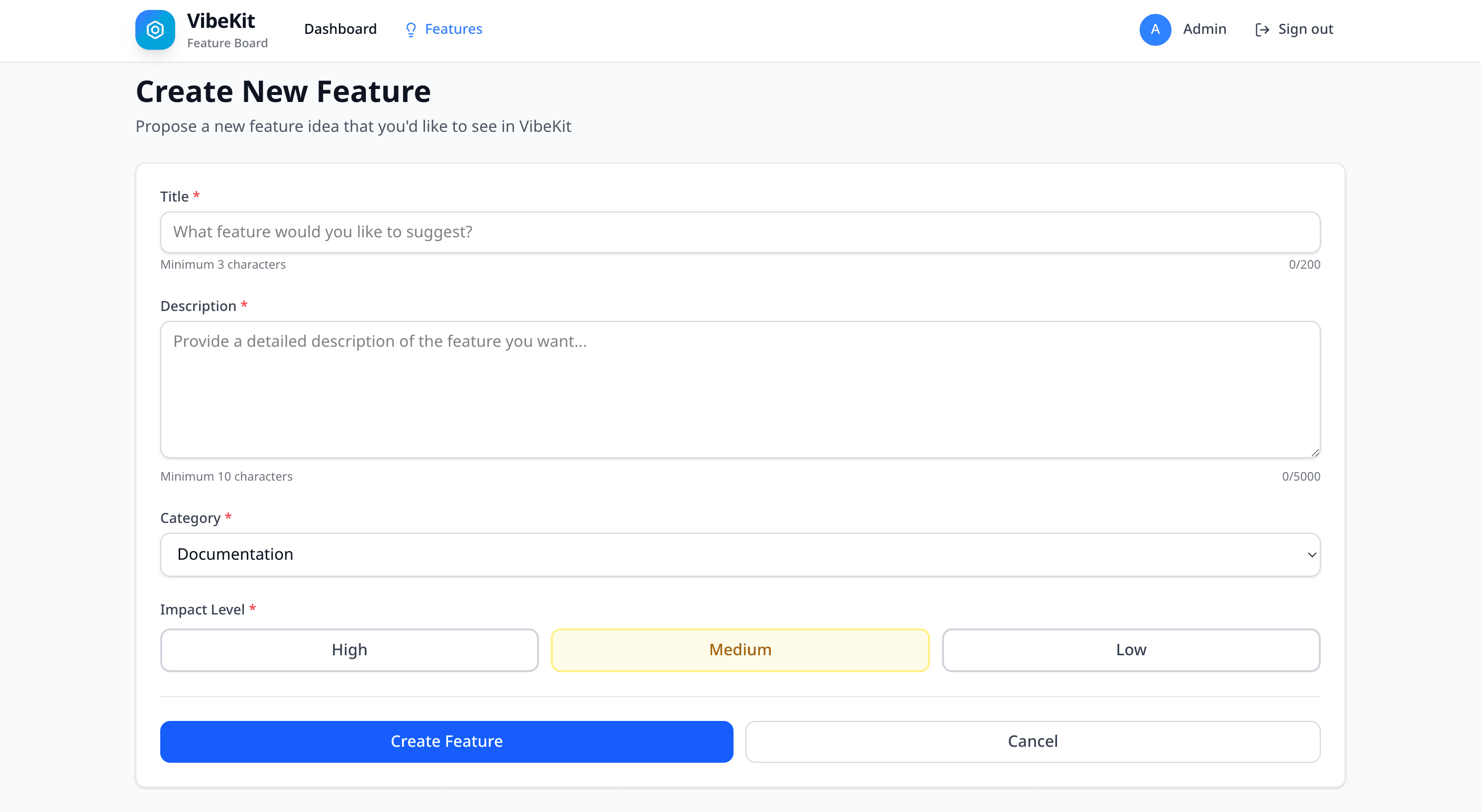 Feature Upvote App screenshot